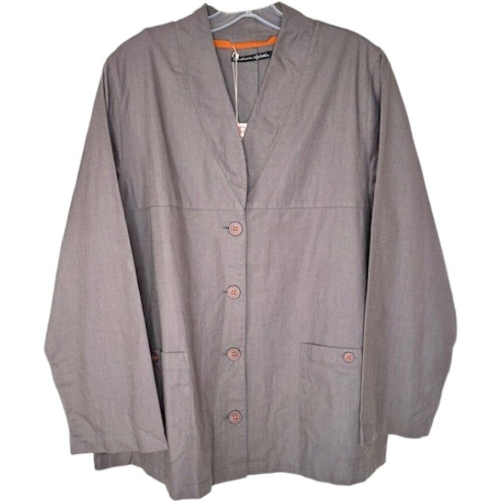 Gudrun Sjoden V-Neck Organic Cotton Blazer NEW - Taupe/Orange - L - Picture 1 of 10